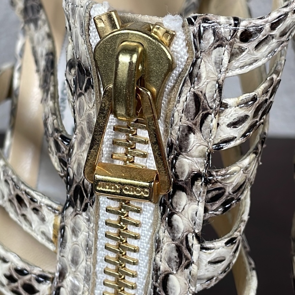 Jimmy Choo Glenys Gray Snake Python Cage Strappy … - image 3